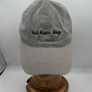 BAD HAIR DAY Baseball Cap GRAY BLACK EMBROIDERY “Bad Hair Day”Adjustable Script
